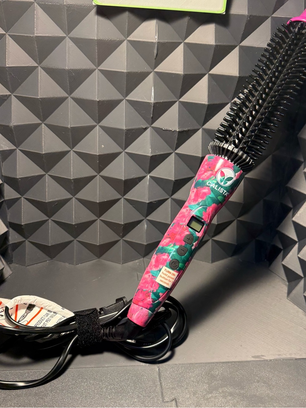 Calista Pink Floral Heated Brush - Women’s Hair Styling Tool
